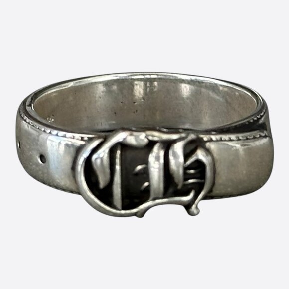 Chrome Hearts Silver Belted CH Logo Ring - Picture 1 of 5